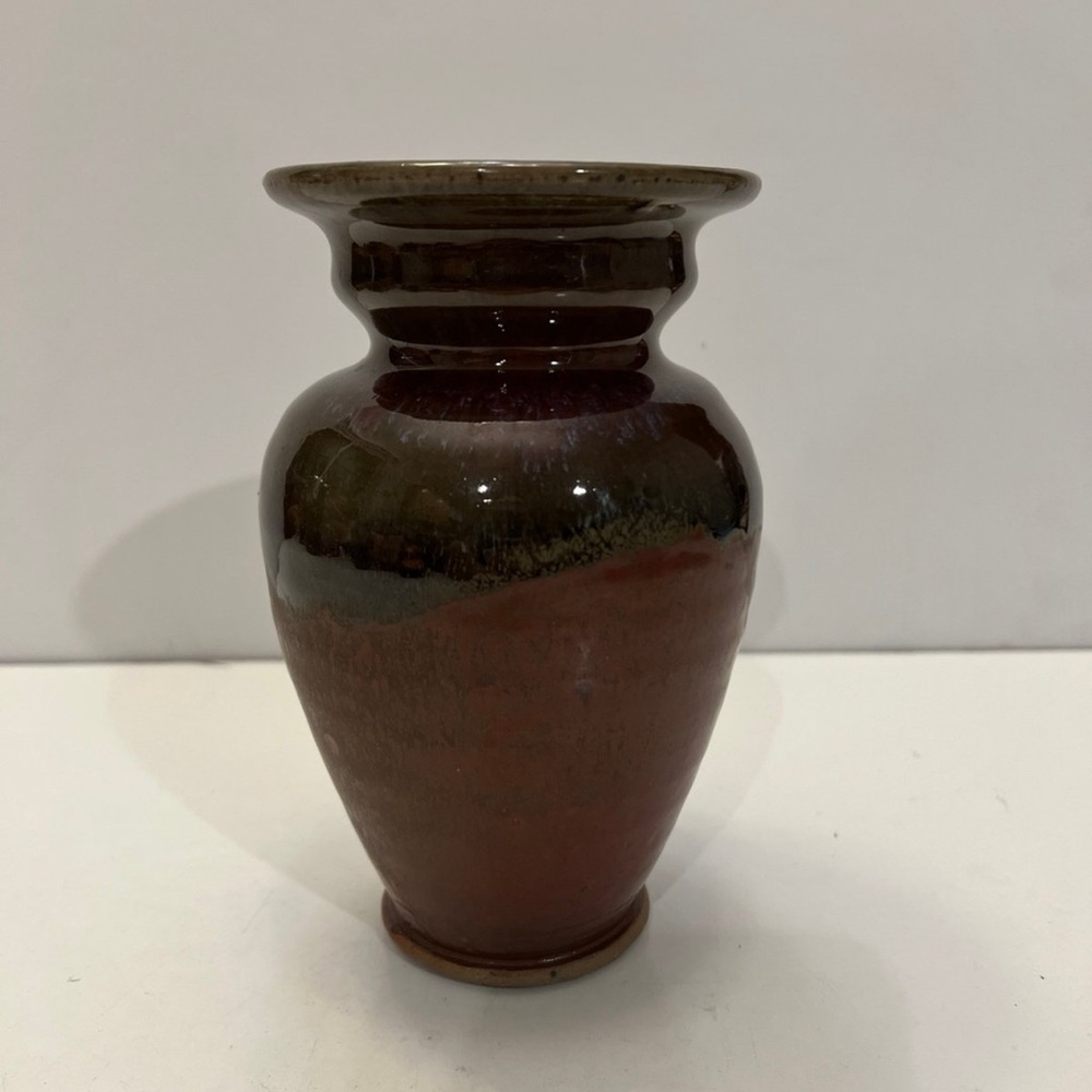 Small glazed ceramic brown vase
